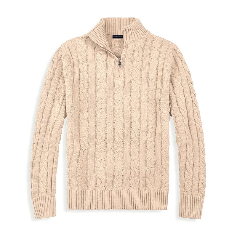 Simon – Cable Knit Half-Zip Sweater