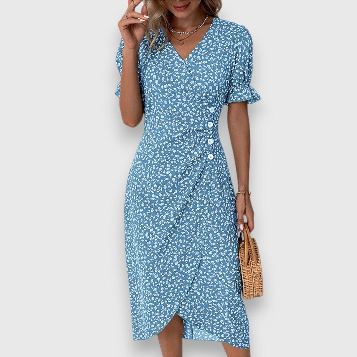 Amara – Floral Wrap Midi Dress