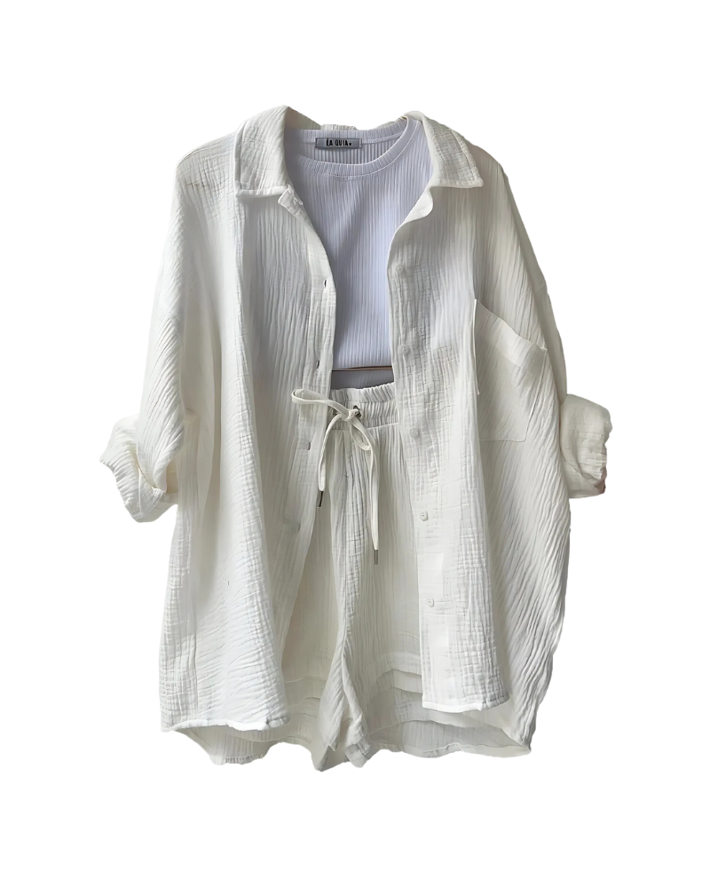 Maylee – Textured Button-Up Short Set