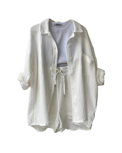 Maylee – Textured Button-Up Short Set