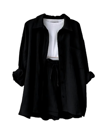 Maylee – Textured Button-Up Short Set