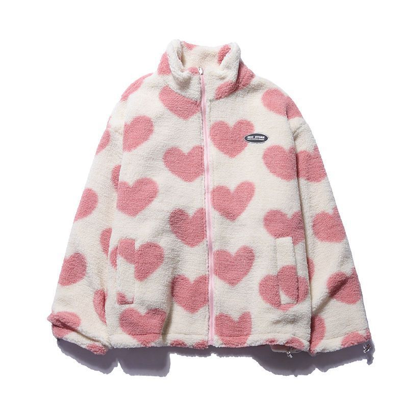 Octavia – Reversible Heart Print Fleece Jacket