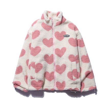 Octavia – Reversible Heart Print Fleece Jacket