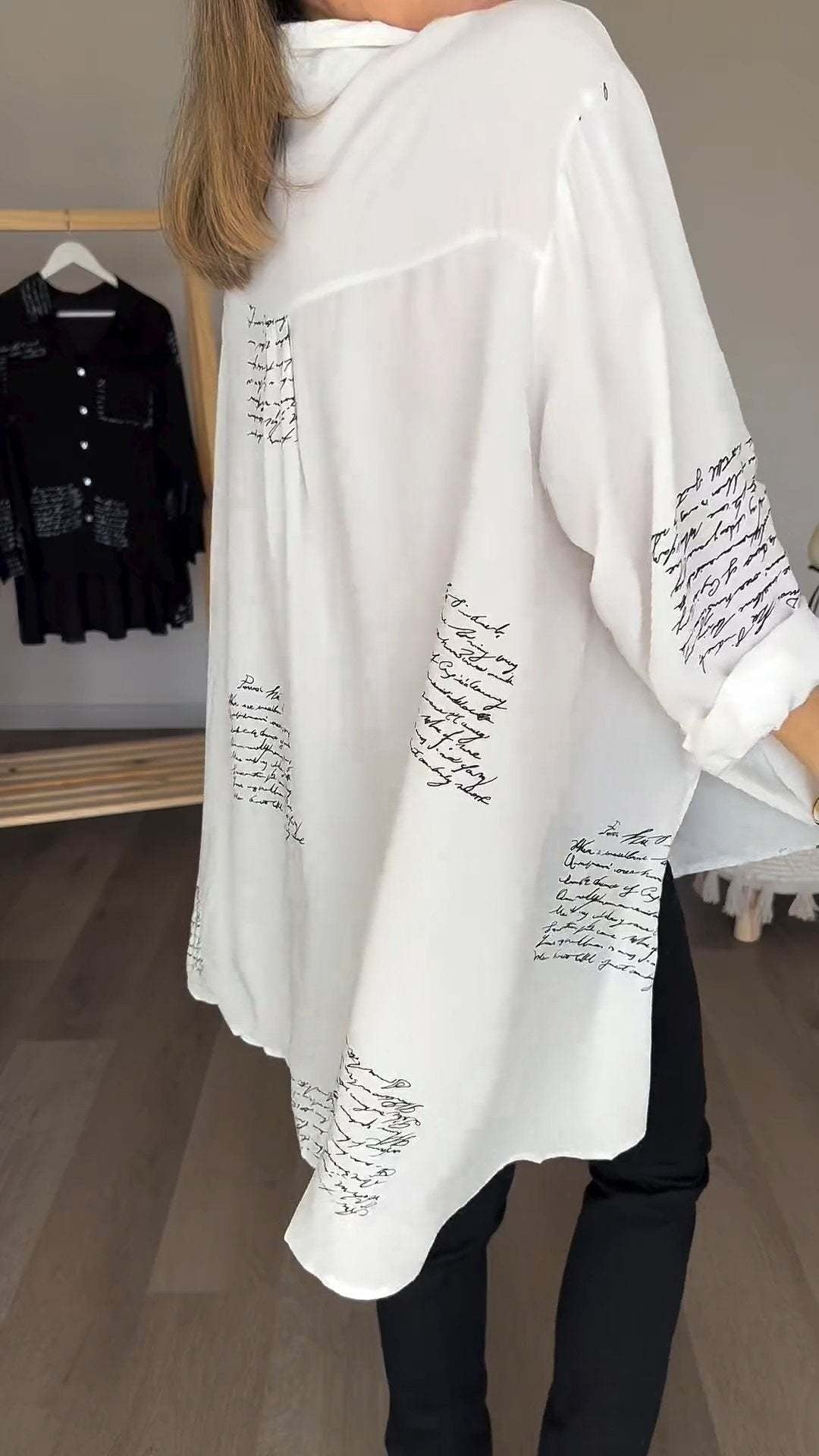 Keirra – Script Print Button-Up Shirt