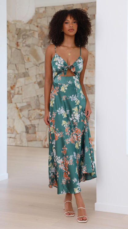 Flora - Romantic Midi Dress With Floral Print