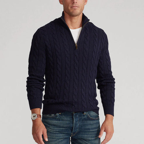 Simon – Cable Knit Half-Zip Sweater