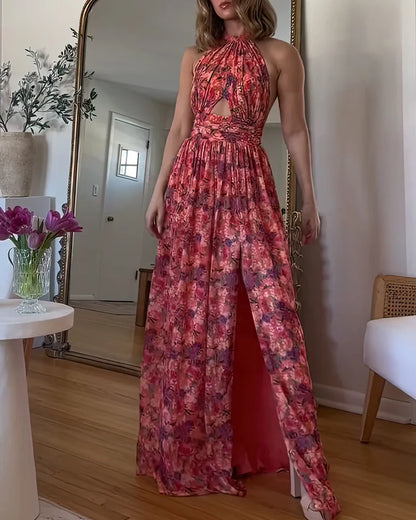 Isa Luna - Backless Maxi Dress With Floral Print