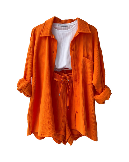 Maylee – Textured Button-Up Short Set