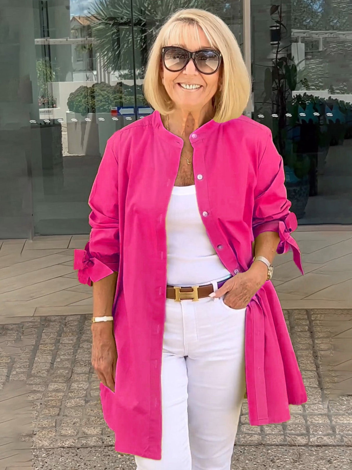 Reanah – Button-Up Longline Shirt Jacket
