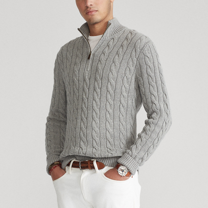 Simon – Cable Knit Half-Zip Sweater