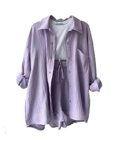 Maylee – Textured Button-Up Short Set