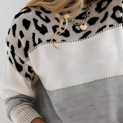 Dolly – Colourblock Leopard Knit Jumper