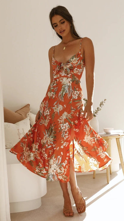 Flora - Romantic Midi Dress With Floral Print