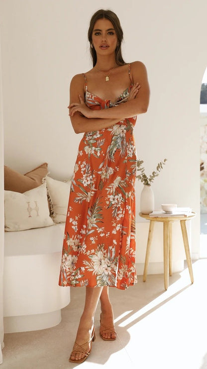 Flora - Romantic Midi Dress With Floral Print