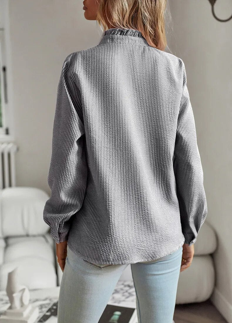 Lisa – Ruffled Button-Up Blouse