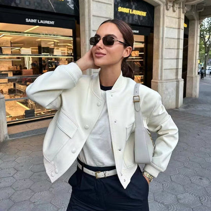 Miley – Cropped Utility Bomber Jacket