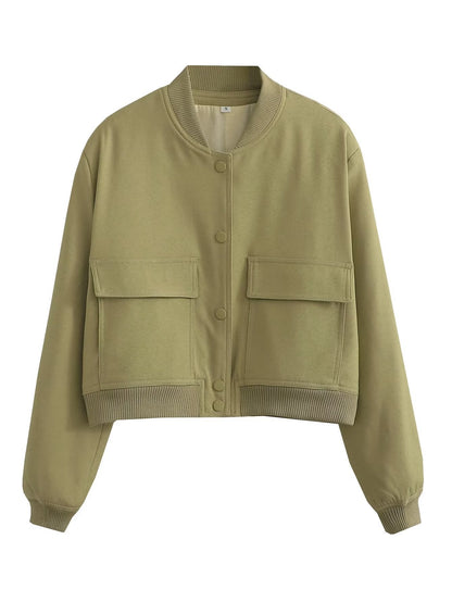 Miley – Cropped Utility Bomber Jacket