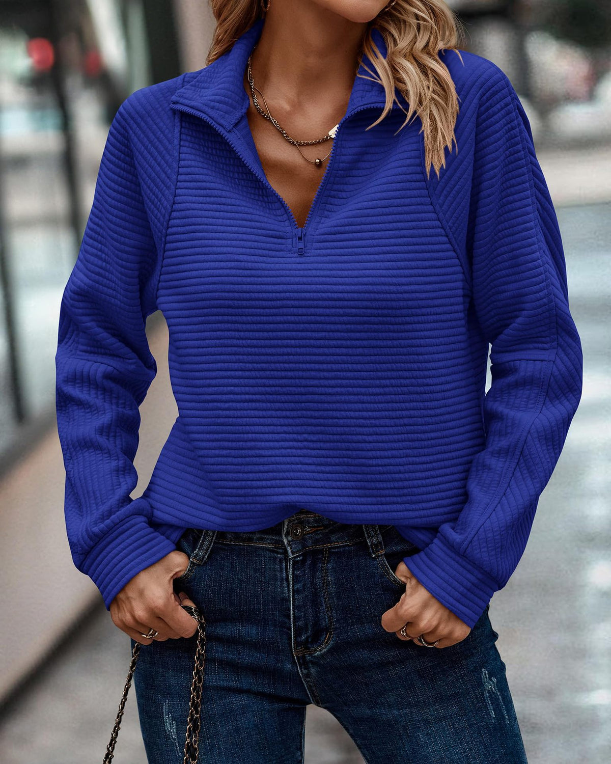 Raven – Textured Zip Collar Jumper