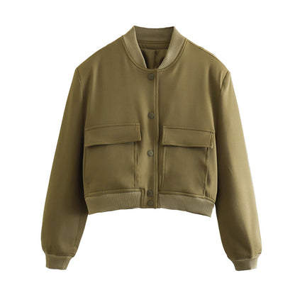 Miley – Cropped Utility Bomber Jacket