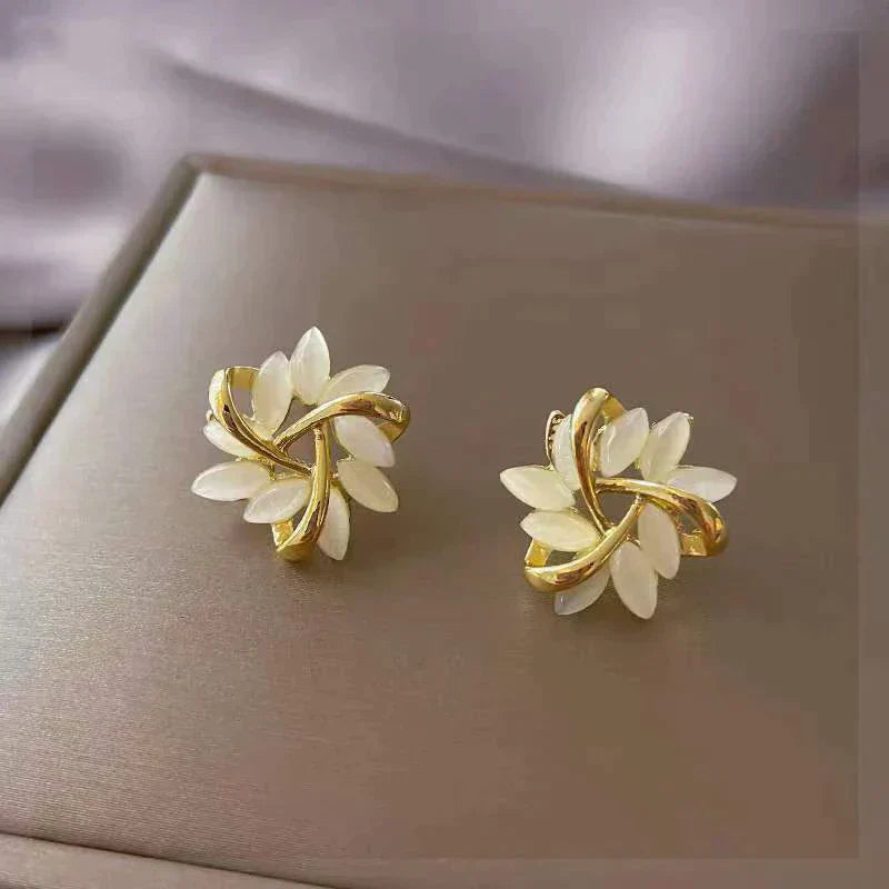 ROSY™ - Luxury White Opal Earrings in Gold
