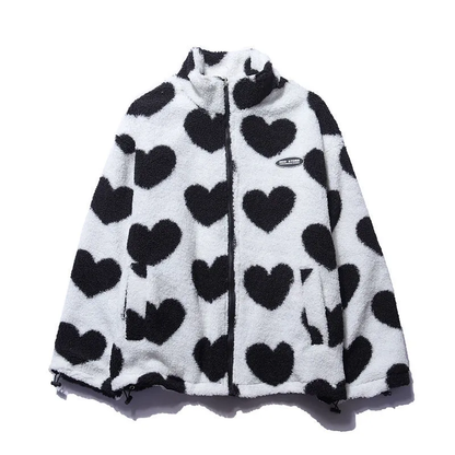 Octavia – Reversible Heart Print Fleece Jacket