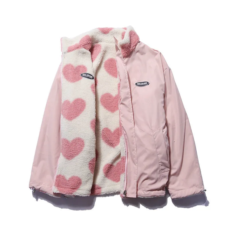 Octavia – Reversible Heart Print Fleece Jacket