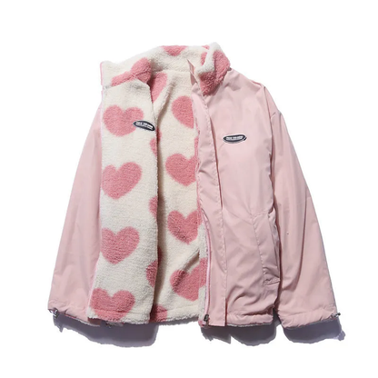 Octavia – Reversible Heart Print Fleece Jacket