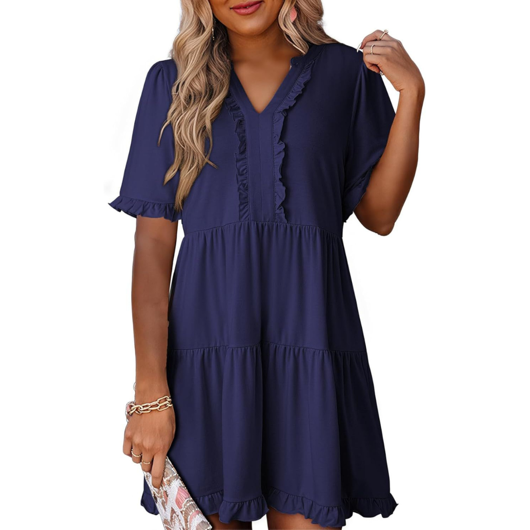 Kiara - Casual V-Neck Mini Dress