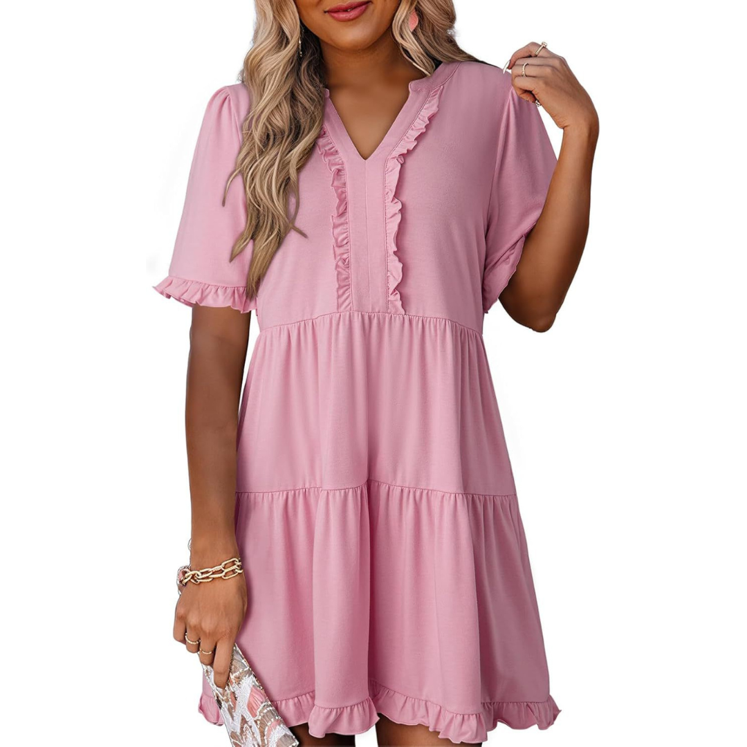 Kiara - Casual V-Neck Mini Dress