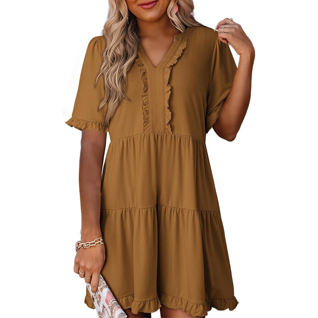 Kiara - Casual V-Neck Mini Dress