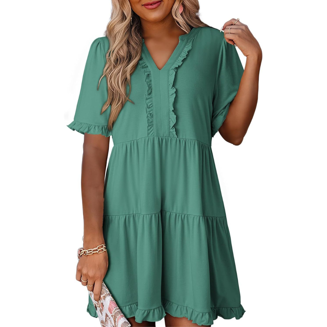 Kiara - Casual V-Neck Mini Dress