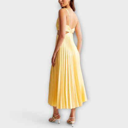 Elegant Midi Evening Dress with Pleating