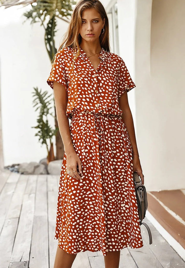 Amiya – Printed Button-Up Midi Dress