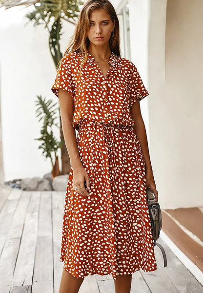 Amiya – Printed Button-Up Midi Dress
