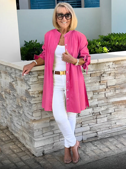 Reanah – Button-Up Longline Shirt Jacket