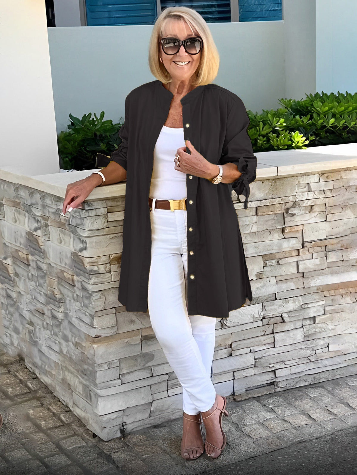 Reanah – Button-Up Longline Shirt Jacket