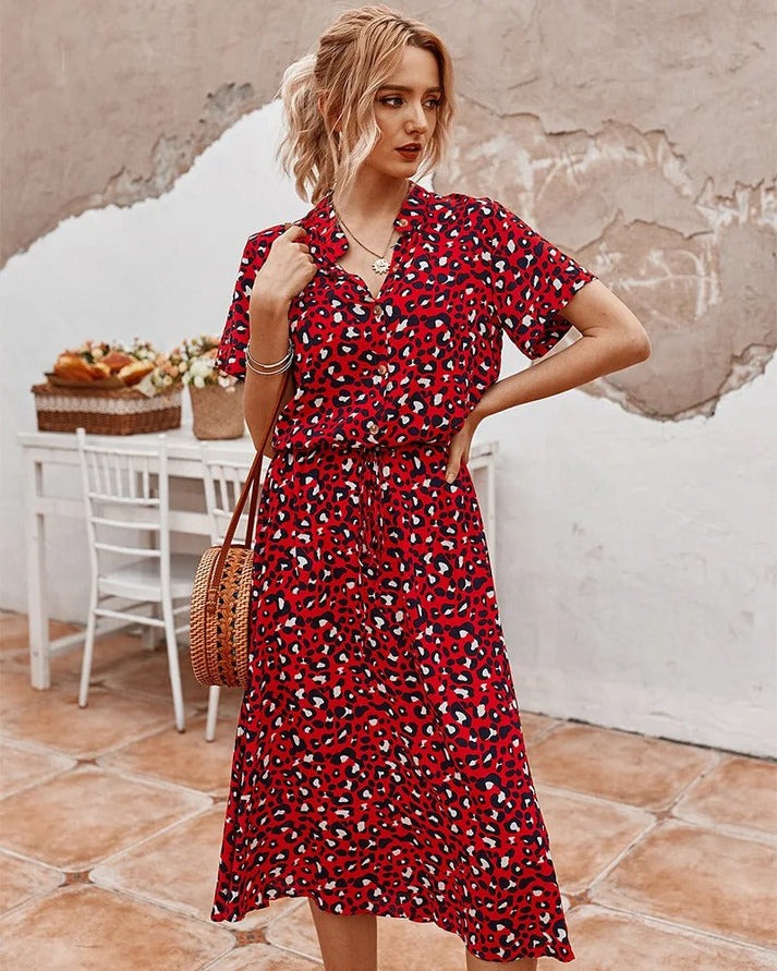 Amiya – Printed Button-Up Midi Dress