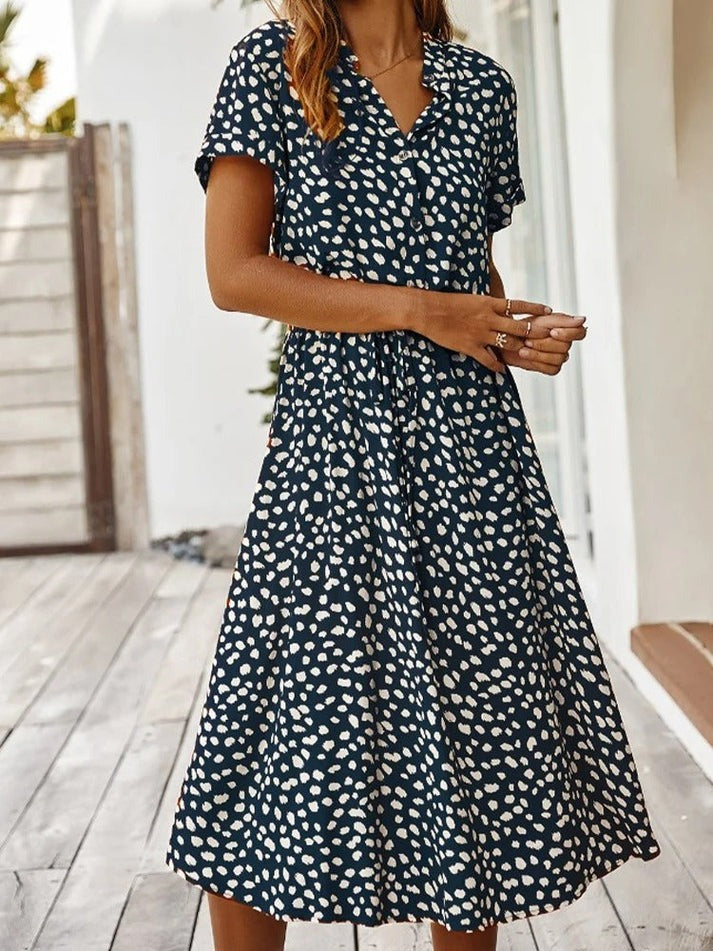 Amiya – Printed Button-Up Midi Dress