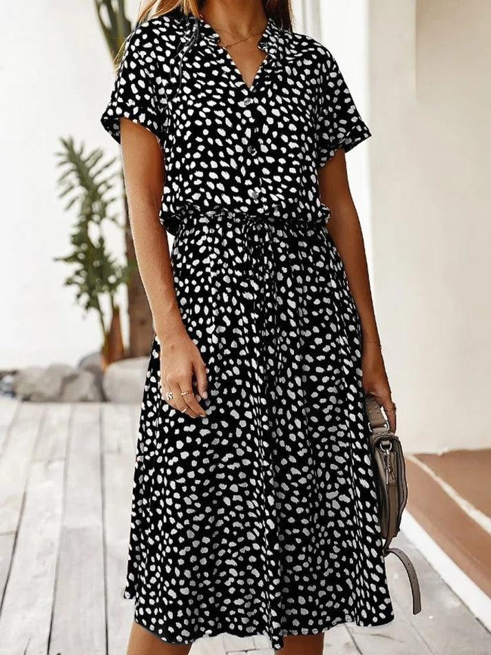 Amiya – Printed Button-Up Midi Dress