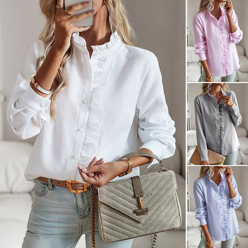 Lisa – Ruffled Button-Up Blouse