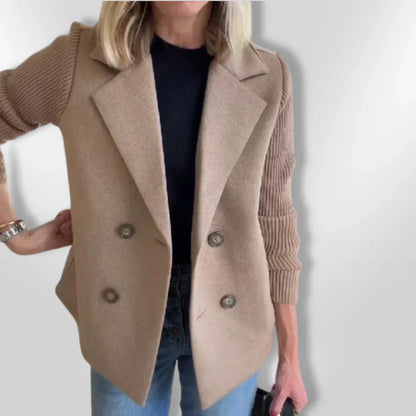 Harper | Button patchwork sleeves casual coat