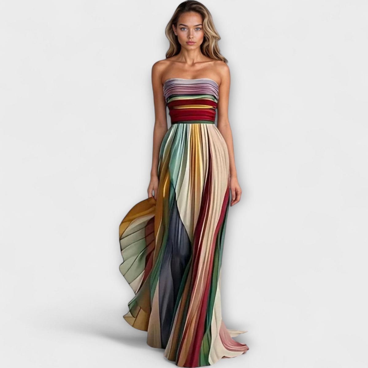 Solara – Colourful Strapless Dress